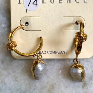 Gold and Pearl Hoop Earrings
